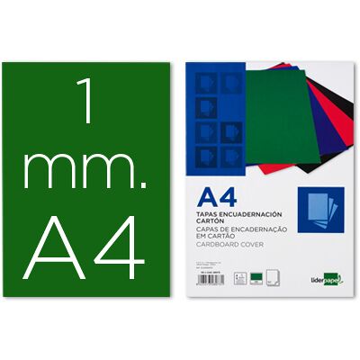 LIDERPAPEL Tapa Encuadernación Cartulina A4 1mm Verde (50 Uds) LIDERPAPEL Tapa Encuadernación Cartulina A4 1mm Verde (50 Uds)
