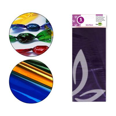 Papel Celofán Violeta Liderpapel - 50x70cm, 22G/M2, 5 Hojas Papel Celofán Violeta Liderpapel - 50x70cm, 22G/M2, 5 Hojas