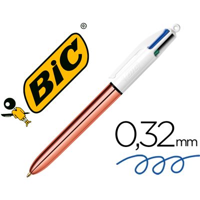 Bolígrafo Bic Cuatro Colores Brillo Oro Rosa Punta 1 Mm - BIC Bolígrafo Bic Cuatro Colores Brillo Oro Rosa Punta 1 Mm - BIC