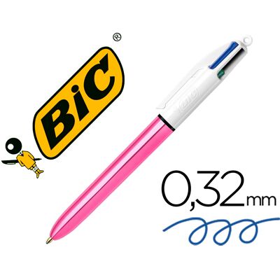 Bolígrafo Bic Cuatro Colores Rosa Brillo Punta 1 Mm - BIC Bolígrafo Bic Cuatro Colores Rosa Brillo Punta 1 Mm - BIC