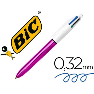 Bolígrafo Bic Cuatro Colores Morado Brillo Punta 1 Mm - BIC Bolígrafo Bic Cuatro Colores Morado Brillo Punta 1 Mm - BIC