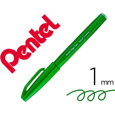 Rotulador / Pincel Táctil Para Caligrafía Color Verde Oliva - PENTEL Rotulador / Pincel Táctil Para Caligrafía Color Verde Oliva - PENTEL