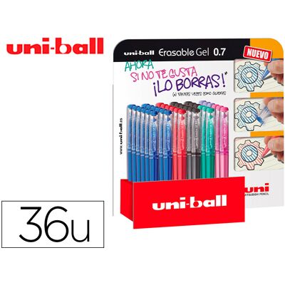 Rotulador Roller Uf-222 Tinta Gel Borrable 0,7 Mm Display 36 Unidades Colores Surtidos - UNIBALL Rotulador Roller Uf-222 Tinta Gel Borrable 0,7 Mm Display 36 Unidades Colores Surtidos - UNIBALL