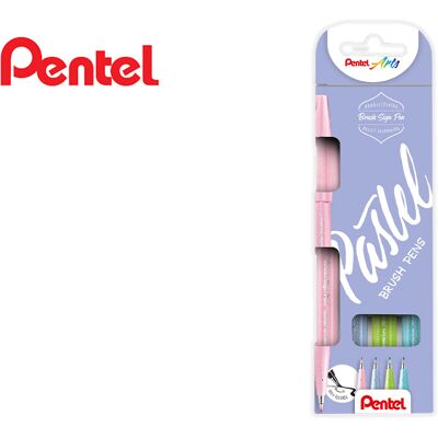 Rotulador / Pincel Táctil En Blister 4 Colores Azul Pastel Gris Azul Pálido, Verde Y Rosa - PENTEL Rotulador / Pincel Táctil En Blister 4 Colores Azul Pastel Gris Azul Pálido, Verde Y Rosa - PENTEL