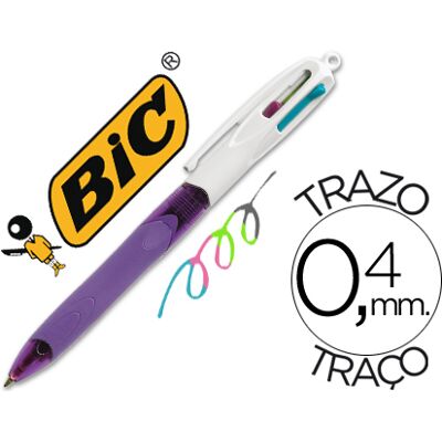Bolígrafo Bic Cuatro Colores c/ Grip Colores Pastel Punta 1.3 mm Bolígrafo Bic Cuatro Colores c/ Grip Colores Pastel Punta 1.3 mm