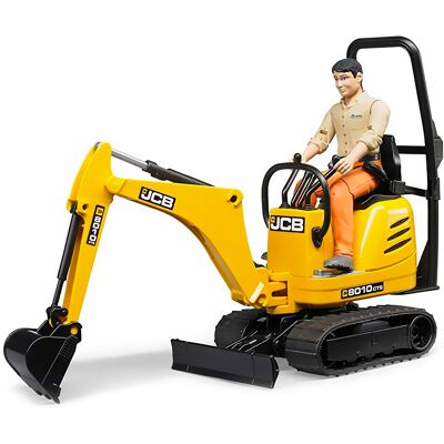 BRUDER JCB Microexcavadora 8010 CTS y trabajador de la construcción BRUDER JCB Microexcavadora 8010 CTS y trabajador de la construcción