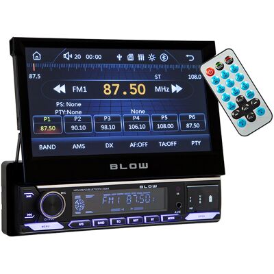 Radio para coche SlideX 1DIN 4x 50W RDS/MP3/USB/Micro SD/BLUETOOTH con pantalla HD de 7" 1080p y control remoto - BLOW Radio para coche SlideX 1DIN 4x 50W RDS/MP3/USB/Micro SD/BLUETOOTH con pantalla HD de 7" 1080p y control remoto - BLOW