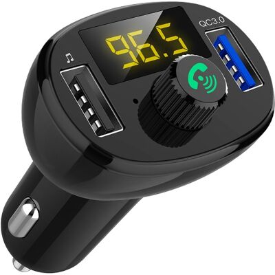 Transmisor FM Auto 12/24V con MP3-USB-Bluetooth + Manos libres + Carga. USB rápido (QC3.0) Transmisor FM Auto 12/24V con MP3-USB-Bluetooth + Manos libres + Carga. USB rápido (QC3.0)
