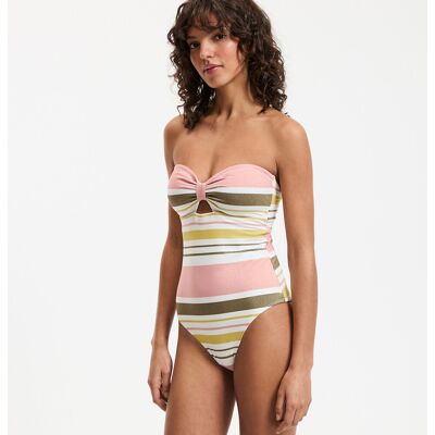 ANNE WEYBURN Bañador de 1 pieza, estilo bustier, rayas multicolores, efecto vientre plano. Color ANNE WEYBURN Bañador de 1 pieza, estilo bustier, rayas multicolores, efecto vientre plano. Color