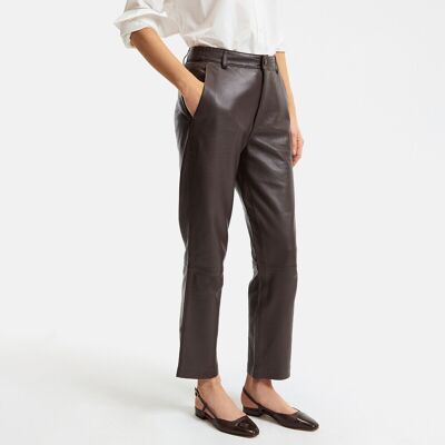 La Redoute Pantalón de pernera recta de piel, largo 7/8. Talla 42. Color La Redoute Pantalón de pernera recta de piel, largo 7/8. Talla 42. Color