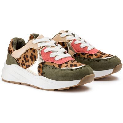 La Redoute Zapatillas con cordones y estampado de leopardo. Talla 30. Color La Redoute Zapatillas con cordones y estampado de leopardo. Talla 30. Color