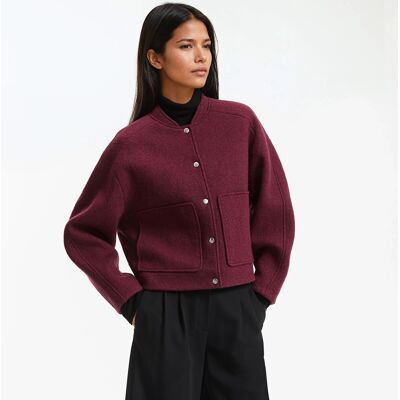 La Redoute Chaqueta corta, tipo bomber, con cierre de botones a presión, 54% lana. Talla L. Color La Redoute Chaqueta corta, tipo bomber, con cierre de botones a presión, 54% lana. Talla L. Color