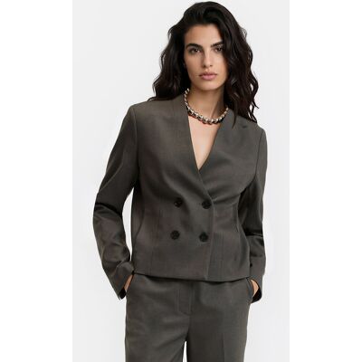 La Redoute Blazer cruzado corto sin cuello, de corte entallado. Talla 38. Color La Redoute Blazer cruzado corto sin cuello, de corte entallado. Talla 38. Color