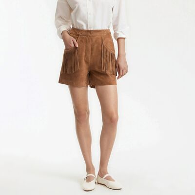 La Redoute Pantalón corto, piel de ante de cabra. Talla 34. Color La Redoute Pantalón corto, piel de ante de cabra. Talla 34. Color