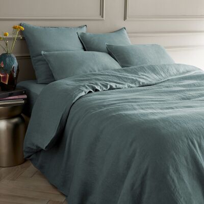Funda de edredón de lino turquesa Elina - Ropa de cama Funda de edredón de lino turquesa Elina - Ropa de cama
