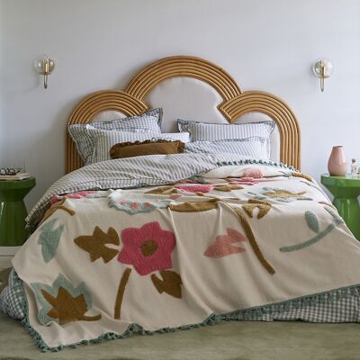 La Redoute Interieurs Cubrecama de algodón con flecos - Flores, Beige, 180/230cm, 230/250cm La Redoute Interieurs Cubrecama de algodón con flecos - Flores, Beige, 180/230cm, 230/250cm