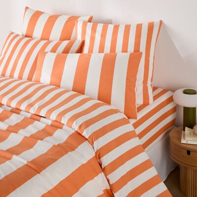 La Redoute Funda nórdica de algodón, estampado de rayas, HENDAYE ORANGE. Talla Cama 150cm (240x220cm). Color La Redoute Funda nórdica de algodón, estampado de rayas, HENDAYE ORANGE. Talla Cama 150cm (240x220cm). Color