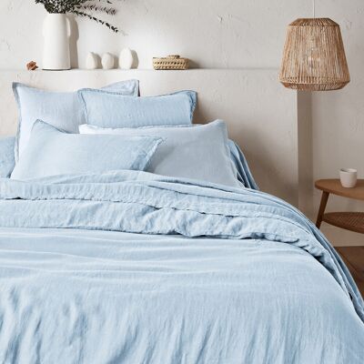 Redoute Interiors Linot Cubrecama de lino - Azul pastel - Funda de cama Redoute Interiors Linot Cubrecama de lino - Azul pastel - Funda de cama