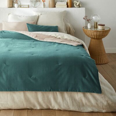 LA REDOUTE INTERIEURS - Velvet Cotton-Linen Mix - Petrol - 90 x 190 cm - Bedspread LA REDOUTE INTERIEURS - Velvet Cotton-Linen Mix - Petrol - 90 x 190 cm - Bedspread