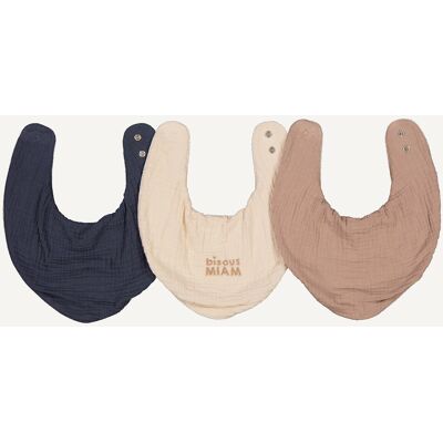 La Redoute COLLECTIONS Lote De 3 Baberos Bandana, Gasa De Algodón Y Rizo. Talla talla única. Color La Redoute COLLECTIONS Lote De 3 Baberos Bandana, Gasa De Algodón Y Rizo. Talla talla única. Color