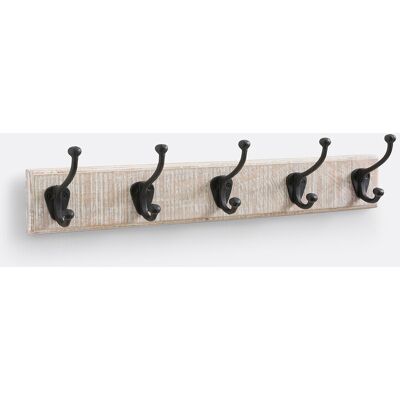 So'home Logas Perchero - Madera de mango maciza, Ganchos dobles, Negro So'home Logas Perchero - Madera de mango maciza, Ganchos dobles, Negro