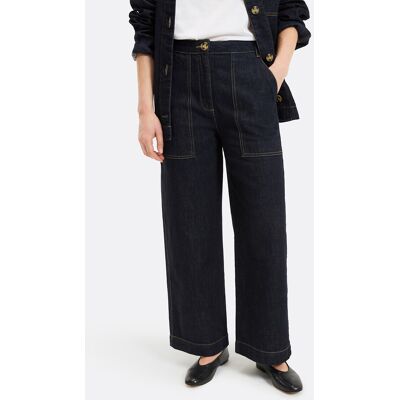 La Redoute Vaqueros anchos de pierna 7/8, estilo workwear. Talla 48. Color La Redoute Vaqueros anchos de pierna 7/8, estilo workwear. Talla 48. Color
