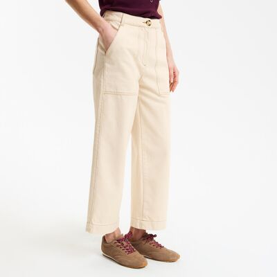 La Redoute Vaqueros anchos de pierna 7/8, estilo workwear. Talla 44. Color La Redoute Vaqueros anchos de pierna 7/8, estilo workwear. Talla 44. Color