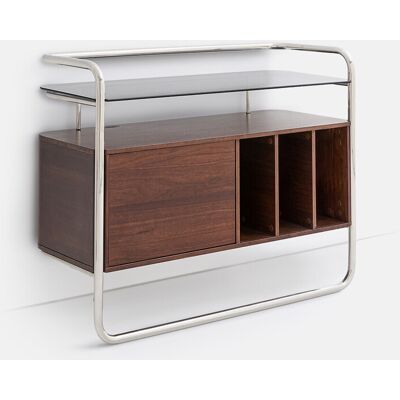 La Redoute INTERIEURS Mueble Para Vinilos, Estructura De 1 Puerta, Acero Cromado Y MDF Chapado En Nogal, GIORGIO. Talla talla única. Color La Redoute INTERIEURS Mueble Para Vinilos, Estructura De 1 Puerta, Acero Cromado Y MDF Chapado En Nogal, GIORGIO. Talla talla única. Color