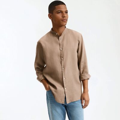 La Redoute Camisa de lino recta con cuello mao, Signature AURELE. Talla 37/38. Color La Redoute Camisa de lino recta con cuello mao, Signature AURELE. Talla 37/38. Color