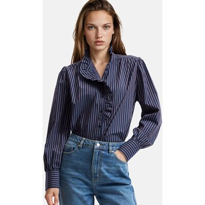 La Redoute Camisa de rayas, cuello victoriano, Signature CHARLÈNE. Talla 52. Color La Redoute Camisa de rayas, cuello victoriano, Signature CHARLÈNE. Talla 52. Color