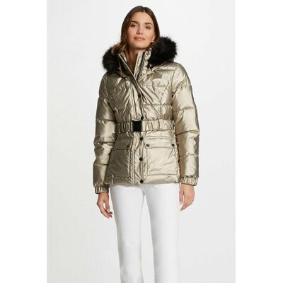MORGAN Chaqueta metalizada con capucha, entretiempo. Color MORGAN Chaqueta metalizada con capucha, entretiempo. Color