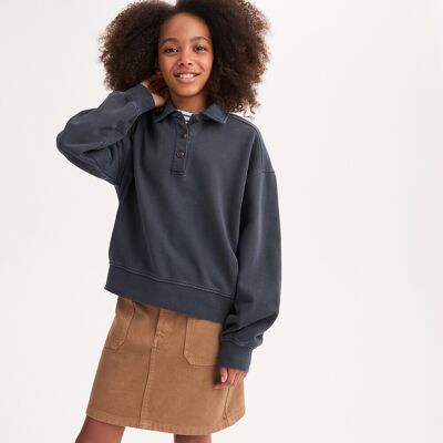 La Redoute Sudadera con cuello polo de felpa ligera. Talla 114 cm (6 años). Color La Redoute Sudadera con cuello polo de felpa ligera. Talla 114 cm (6 años). Color