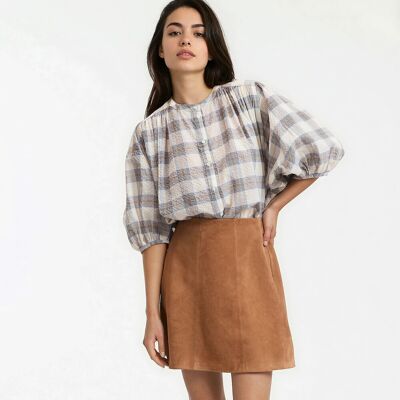 La Redoute Camisa oversize con cuello a cuadros, algodón, Signature BERTHE. Talla XXL. Color La Redoute Camisa oversize con cuello a cuadros, algodón, Signature BERTHE. Talla XXL. Color