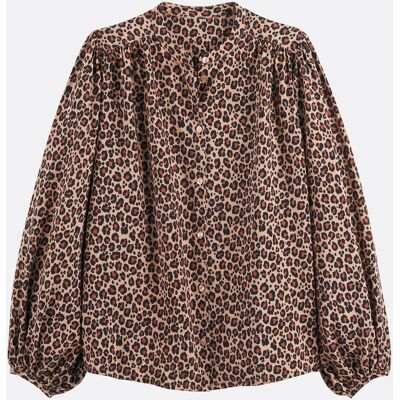 La Redoute Camisa cuello mao, estampado animal print, Signature LISE. Talla XL. Color La Redoute Camisa cuello mao, estampado animal print, Signature LISE. Talla XL. Color