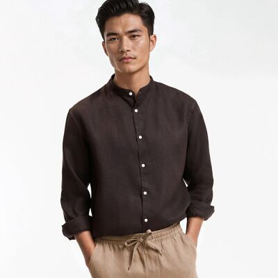 La Redoute Camisa de lino recta con cuello mao, Signature AURELE. Talla 37/38. Color La Redoute Camisa de lino recta con cuello mao, Signature AURELE. Talla 37/38. Color
