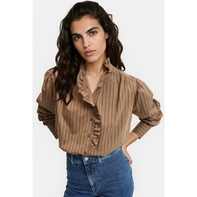 La Redoute Camisa de rayas, cuello victoriano, Signature CHARLÈNE. Talla 46. Color La Redoute Camisa de rayas, cuello victoriano, Signature CHARLÈNE. Talla 46. Color
