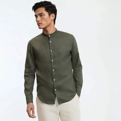 La Redoute Camisa de lino recta con cuello mao, Signature AURELE. Talla 43/44. Color La Redoute Camisa de lino recta con cuello mao, Signature AURELE. Talla 43/44. Color