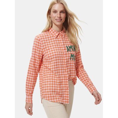 PIECES Camisa a cuadros con inscripción en el pecho. Color PIECES Camisa a cuadros con inscripción en el pecho. Color