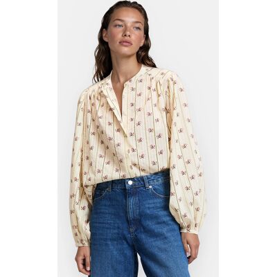 La Redoute Camisa con cuello mao, oversize, estampado de flores, Signature LISE. Talla XXL. Color La Redoute Camisa con cuello mao, oversize, estampado de flores, Signature LISE. Talla XXL. Color