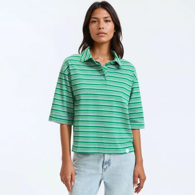 La Redoute Camiseta con cuello polo, manga corta, rayas. Talla XS. Color La Redoute Camiseta con cuello polo, manga corta, rayas. Talla XS. Color