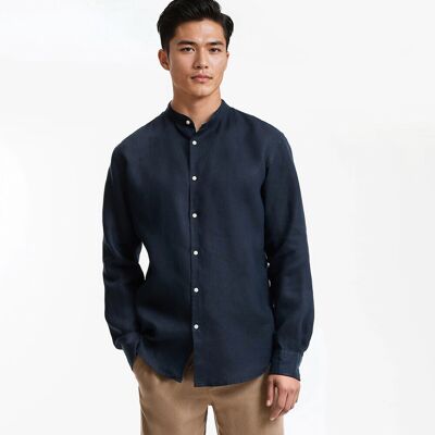 La Redoute Camisa de lino recta con cuello mao, Signature AURELE. Talla 45/46. Color La Redoute Camisa de lino recta con cuello mao, Signature AURELE. Talla 45/46. Color