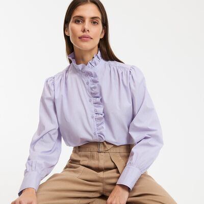 La Redoute Camisa de rayas, cuello victoriano, Signature CHARLÈNE. Talla 52. Color La Redoute Camisa de rayas, cuello victoriano, Signature CHARLÈNE. Talla 52. Color
