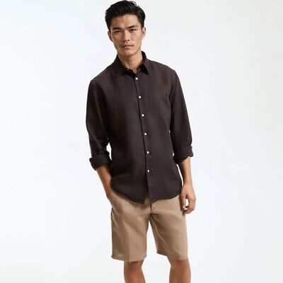 La Redoute Camisa de lino recta, Signature CARL. Talla 45/46. Color La Redoute Camisa de lino recta, Signature CARL. Talla 45/46. Color