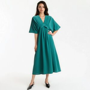 La Redoute Vestido largo evasé, escote en pico, mangas hasta el codo. Talla 36. Color La Redoute Vestido largo evasé, escote en pico, mangas hasta el codo. Talla 36. Color