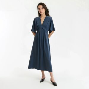 La Redoute Vestido largo evasé, escote en pico, mangas hasta el codo. Talla 36. Color La Redoute Vestido largo evasé, escote en pico, mangas hasta el codo. Talla 36. Color