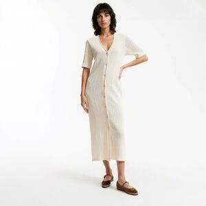 La Redoute Vestido largo de manga corta en punto pointelle. Talla 48. Color La Redoute Vestido largo de manga corta en punto pointelle. Talla 48. Color