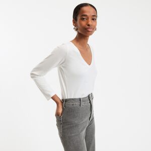 La Redoute Camiseta de algodón con cuello de pico y manga larga. Talla S. Color La Redoute Camiseta de algodón con cuello de pico y manga larga. Talla S. Color