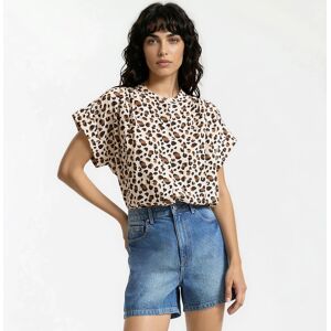 La Redoute Blusa de manga corta y cuello redondo con estampado de leopardo. Talla S. Color La Redoute Blusa de manga corta y cuello redondo con estampado de leopardo. Talla S. Color