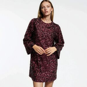 La Redoute Vestido evasé de lentejuelas, corto, manga larga. Talla 46. Color La Redoute Vestido evasé de lentejuelas, corto, manga larga. Talla 46. Color