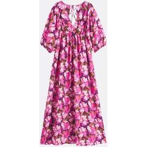 La Redoute Maxi vestido con escote en pico, mangas globo, estampado de flores. Talla 34. Color La Redoute Maxi vestido con escote en pico, mangas globo, estampado de flores. Talla 34. Color